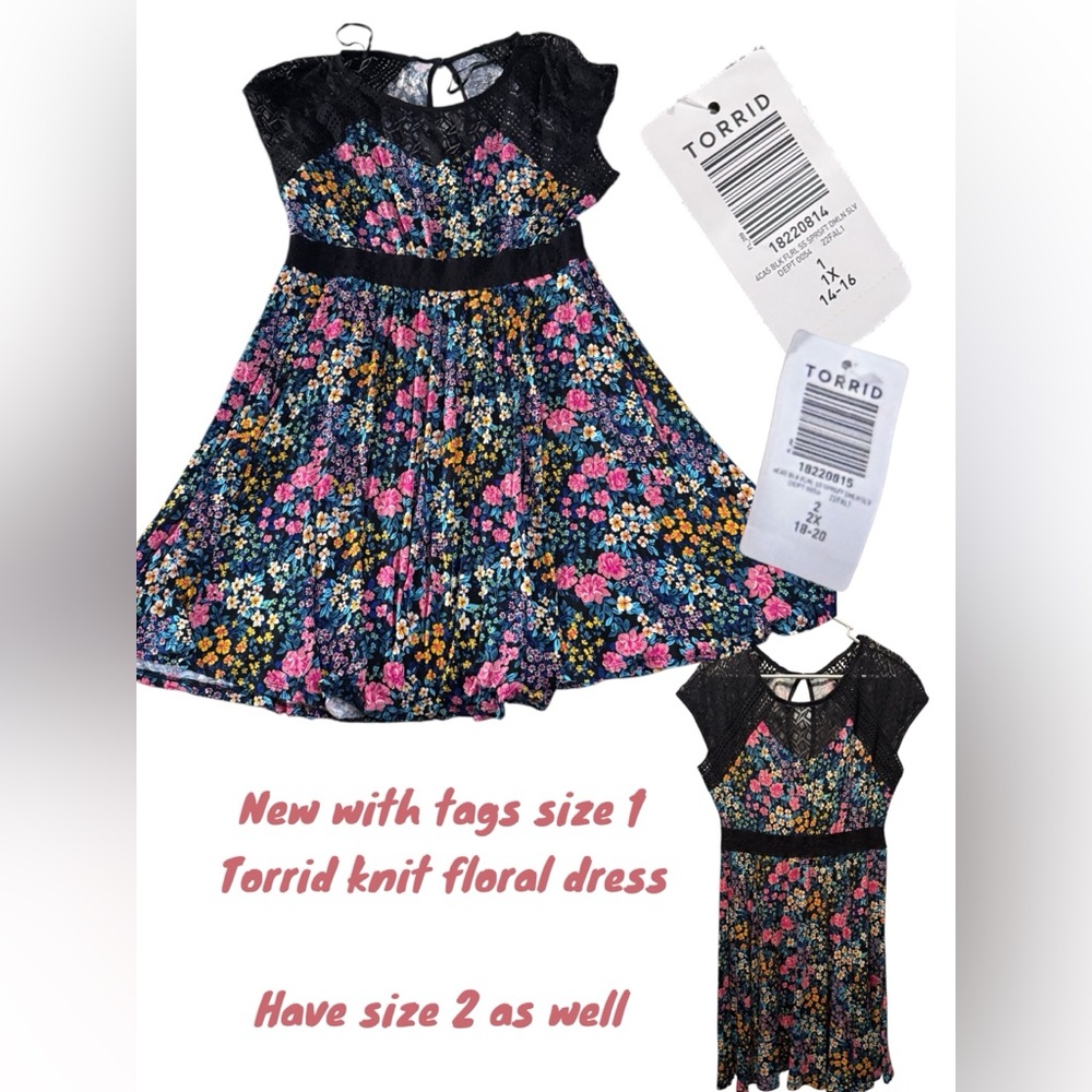 NWT Torrid Pink and Blue Fit and Flare Dress 14/16 1x size 1 plus